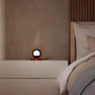 Imagem de Kit 2 Luminarias De Mesa Abajur Quarto Dormitorio De Casal Decorativo Lampada Incluso Bivolt (Cobre Globo Fume)