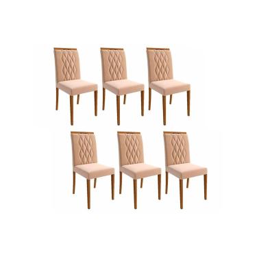 Imagem de Kit 6 Cadeiras Sala Jantar Juliana 6 Un Madeira/Suede Nude - Cimol