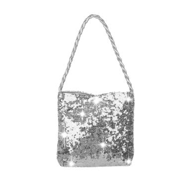 Imagem de Octwine Bolsa clutch feminina brilhante para noite bolsa de ombro com lantejoulas para festa de formatura e clube, Prata