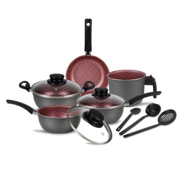 Imagem de Conjunto Panelas Elegan Prime 8 Peças Grafite com Rosa - Dona Chefa