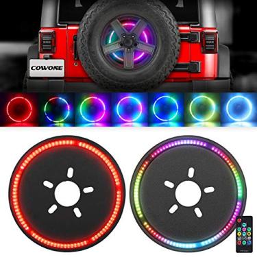 Imagem de COWONE [Visual RGB elegante] Luz de freio de pneu reserva 3ª luz de freio compatível com Jeep Wrangler JK JKU 2007-2018, YJ TJ LJ 1987-2018, JL 2018-2020 [com controle remoto sem fio]