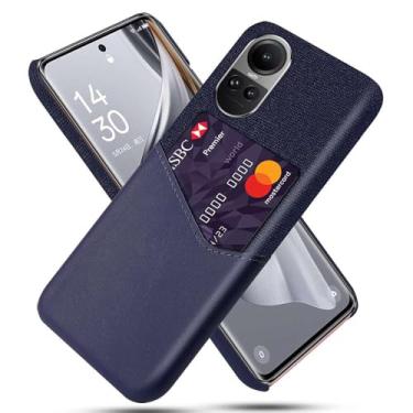 Imagem de Capa para OPPO Reno 10 Pro 5G,Anti-deslizamento,Proteção contra quedas de 360°,Resistência à impressão digital,Tela e caso de couro PU com 1 slot de cartão atrás-Blue