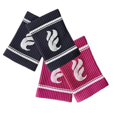 Imagem de Par Munhequeira Canelada Seca Suor Cross Tênis Squash Basquete (Rosa)