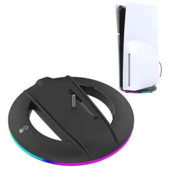 Imagem de GOWENIC Stand Vertical para PS 5 Pro/Slim, Consoles de Jogos Estação de Resfriamento Titular Vertical RGB Base Acessório Com Parafusos, Compatível Com PS 5 Pro/Slim Disc/Digital Edition
