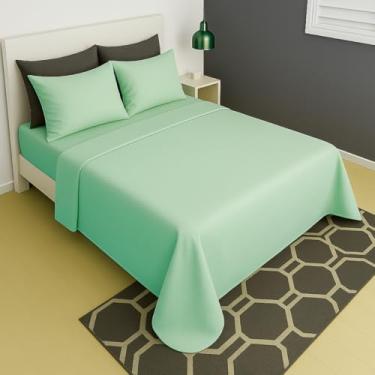 Imagem de Lençol Casal Sem Elástico Superior Malha Liso 100% Algodão (Verde Bebê)