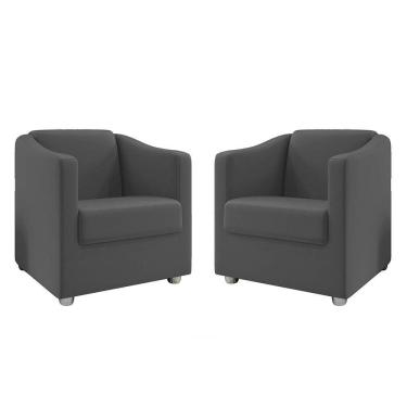 Imagem de Kit 2 Poltronas Decorativa Bia Suede Cinza Dal Poz Estofados