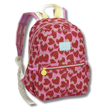 Imagem de Mochila Costas Rosa Frutas Infantil Escolar Creche Morango