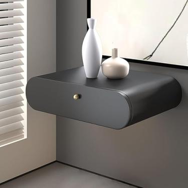 Imagem de Criado-mudo Montado Na Parede, Criado-mudo Flutuante Moderno Com Gaveta, Mesas Laterais Quarto, Gaveta De Madeira Maciça, Bianco, 50cm/20in