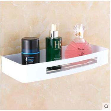 Imagem de Rack De Banheiro Montado Na Parede Ouro 304 Aço Inoxidável Quadrado Saboneteira De Banheiro Prateleira De Chuveiro De Banho Suporte De Xampu De Banho Suporte De Cesta, White One Tier