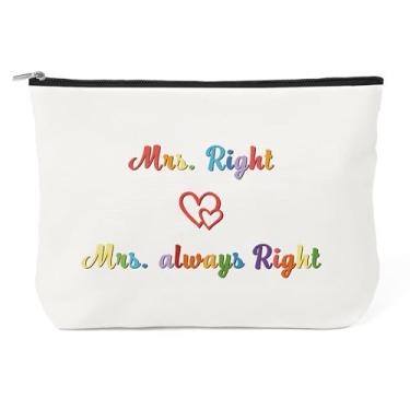 Imagem de Presentes lésbicos Stuff Mrs and Mrs Lgbtq Gifts Funny Lesbian Valentine'S Day Gift Bag Cosmetic Bags Makeup Day Galentine's Day Wedding LGBTQ Love Gift for Mrs and Mrs Friends Crush Lady Her Women
