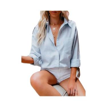 Imagem de Camisa Feminina Vintage de Linho e Algodão Plus Size - Estilo Harajuku