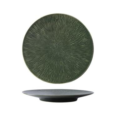 Imagem de Placa de cerâmica criativa de mudança de forno retrô restaurante casa prato de bife personalizado -25,4 cm turquesa