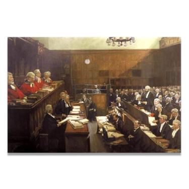Imagem de Treason Trial John Lavery Iconic Realist Portrait & War Scene Canvas Art – Decoração de parede irlandesa atemporal para casa 39,9 x 59,9 cm Un Framed