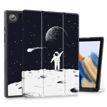 Imagem de Tuiklol Capa para Samsung Galaxy Tab A9 de 8,7 polegadas, modelo lançado em 2023 (SM-X110/X115/X117), capa rígida protetora de TPU fino para despertar/hibernar automático para Galaxy Tab A9, Astronautas e Lua