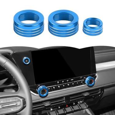 Imagem de RT-TCZ Tampa do botão do botão do interruptor do console central, capa do botão do interruptor de rádio AC, acessórios interiores para Chevrolet Chevy Colorado 2024 2025 (azul)