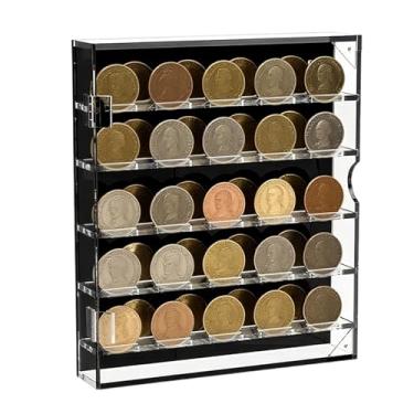 Imagem de Estojo Para Moedas Challenge | Porta-Moedas Em Acrílico Transparente - Expositor Com Prateleiras Removíveis Para Exposição Em Parede Ou Mesa Para Botões, Medalhas,