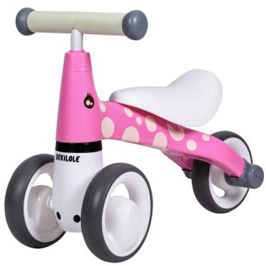 Imagem de Kinderland Toys Bicicleta de Equilíbrio Bebê 12 Meses | Presente 1 Ano Unissex | Estampa de Zebra | Bike Infantil Sem Pedal com Rodas Silenciosas EVA | Brinquedo Educativo 1-2 Anos (Girafa Rosa)