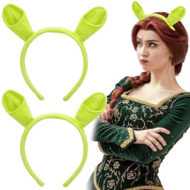 Imagem de Lindas orelhas de ogro verdes de pelúcia, orelhas de animal, chifres de elfo, faixa de cabelo decorativa para Halloween, alienígena, para mulheres, cosplay, acessórios de festa