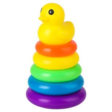 Imagem de Brinquedo para Bebê Torre de Argolas Patinho Educativo de Empilhar Colorido