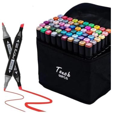 Imagem de Kit Criativo 60 Marcadores Touch + 1 Livro de Colorir Pandinhas – Conjunto Completo para Colorir e Desenhar com Canetinhas Vibrantes e Lindas