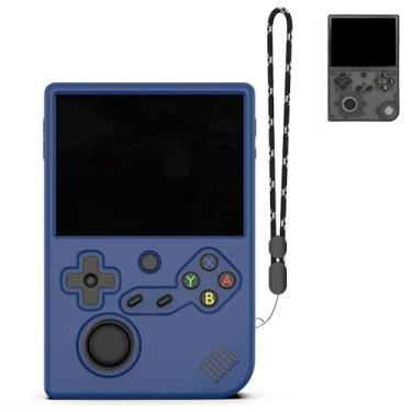 Imagem de Capa protetora de silicone RG40XXV, capa macia apenas para Anbernic RG 40XXV, acessórios de console de jogos de mão retrô RG 40XX V, capa de silicone lavável antiarranhões com cordão (azul)