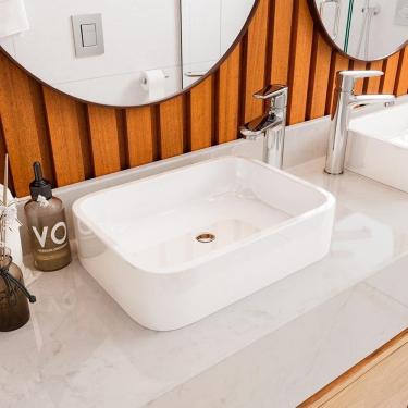 Imagem de Cuba Pia De Apoio Para Banheiro Em Mármore Sintético Rubi Acabamento Brilhante 28x38 Cm