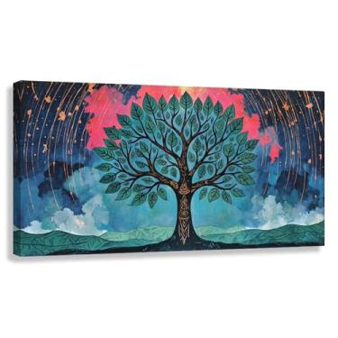 Imagem de Árvore da Vida Arte de Parede Impressão em Tela Harmonia Natureza Decoração para Sala de Estar Quarto Pintura 40x20cmx1
