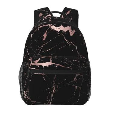 Imagem de Mochila HKHEHOP Trendy Marble Modern Rose Gold Black