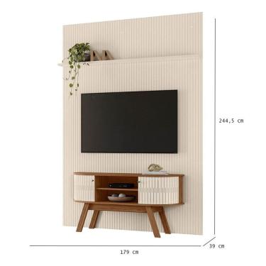 Imagem de Painel Piso Teto New Interlagos com Rack Bancada Atlanta New Silverstone Naturale Off White- Madetec