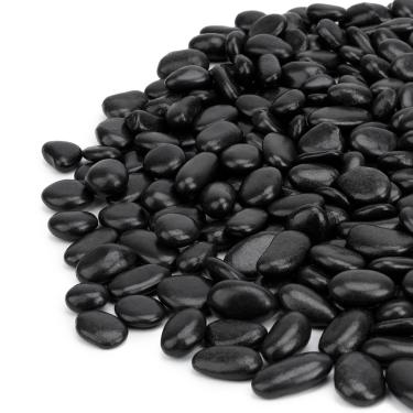 Imagem de Mr. Fireglass Seixos pretos de 2,3 kg, cascalho de aquário polido decorativo natural de 9,5 cm para plantas de interior, vasos, suculentas e paisagismo de jardim ao ar livre