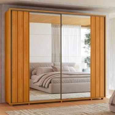 Imagem de Guarda-Roupa Casal Dalí Ripado Com Escada 2 Portas 8 Gavetas 2 Portas 