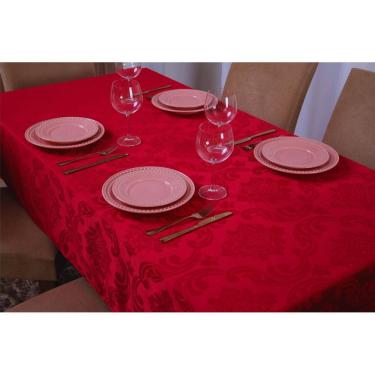 Imagem de Toalha Mesa Quadrada Jacquard Vermelha 1,35x1,50