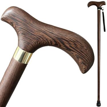 Imagem de Bengala de caminhada de madeira feita à mão para homens e mulheres, bengala de madeira natural com alça de pulso e pontas de borracha, muleta de madeira leve para idosos - 91 cm (Jichimu)