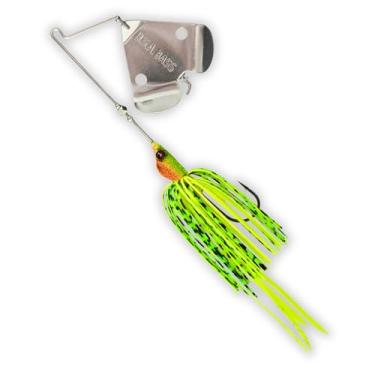 Imagem de U.S.A. BASS TACKLE Isca de pesca premium Stiletto Buzzbait Largemouth Smallmouth Spotted Bass Hover Head Saia de silicone personalizada Lâmina bolha Clacker Gancho resistente (Fire Tiger, 14 g)