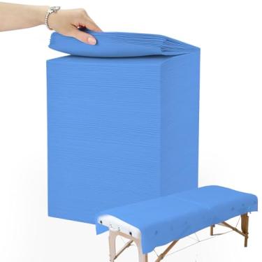 Imagem de 200 lençóis descartáveis de mesa de massagem 78,7 cm x 180,3 cm - Capas de cama de tecido não tecido para spa, massagem, beleza e tatuagens - respirável, higiênico (azul)