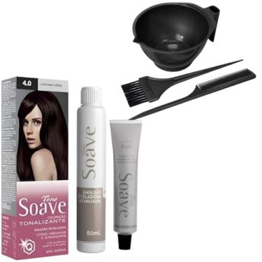 Imagem de Coloração Capilar Tonalizante Sem Amônia Tono Soave Capelli e Kit de Tintura (4.0 Castanho Médio)