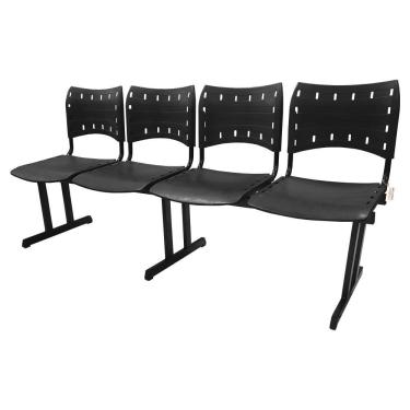 Imagem de Cadeira Iso Pp Rp Longarina 4 Lugares Preta