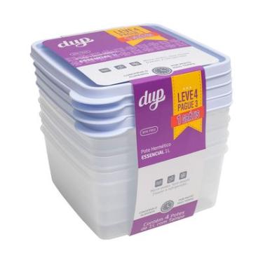 Imagem de CJT 4 POTES HERMETICOS ESSENCIAL CRISTAL L4P3 1L DUP