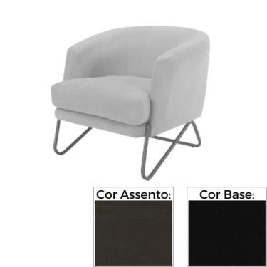 Imagem de Poltrona MH-3788 Herval Base Metal Laca Fosca Preto Metalizado Assento