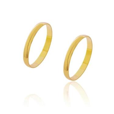 Imagem de Par de Alianças de Casamento Diana Ouro Abaulada Lisa 2,5mm 2,8g - Joi