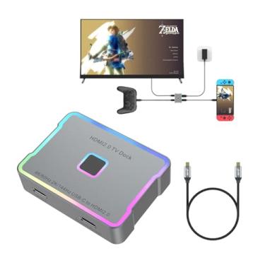 Imagem de Para Nintendo Switch TV Dock, adaptador USB-C para HDMI 4K @60Hz 2K @144Hz 1080p @120Hz, base RGB de metal, para switch OLED, Steam Deck, laptop, iPhone 15/16 Pro Max, MacBook, iPad Pro, (não modelo