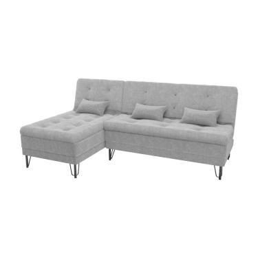 Imagem de Sofá Cama 3 Lugares Com Chass Casal Luxo Premium Nice Matrix Boucle Cinza