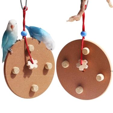 Imagem de Brinquedos de mastigação de cortiça de pássaros para gaiola, brinquedo de forrageamento de cortiça de madeira, brinquedo de gaiola de pássaros pendurado para papagaios, conures, periquitas, calopsitas