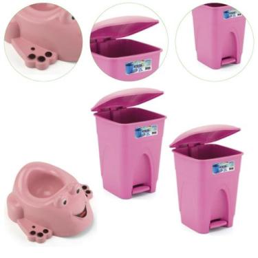 Imagem de Kit Quarto de Bebê Troninho Desfralde e 2 Lixeira Cesto 7,5L - injepla