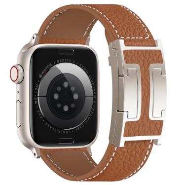 Imagem de Charlam Pulseira magnética de couro compatível com Apple Watch Series SE/10/9/8/7/6/5/4/3/2/1/Ultra 2 de 40 mm, 41 mm, 41 mm, 42 mm, 45 mm, 46 mm, 49 mm, 40 mm, 41 mm, 41 mm, 40 mm, 41 mm, 42 mm, 40