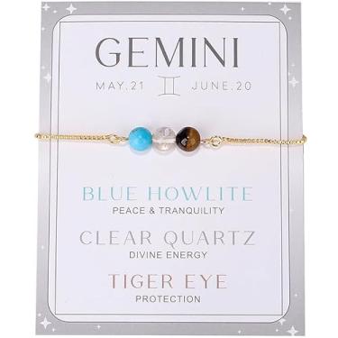 Imagem de Fuqimanman2020 Pulseiras de contas do zodíaco pedras naturais curativas com contas de cristal horóscopo elástico ajustável para homens, mulheres e adolescentes, Medium, Pedra, Sem Pedra Preciosa