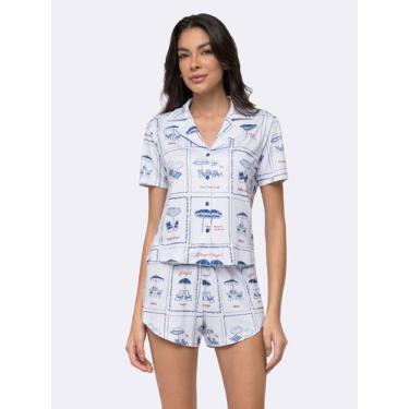 Imagem de Pijama Manga Curta Americano Memórias de Verão - Veggi, Branco, XG, Fe