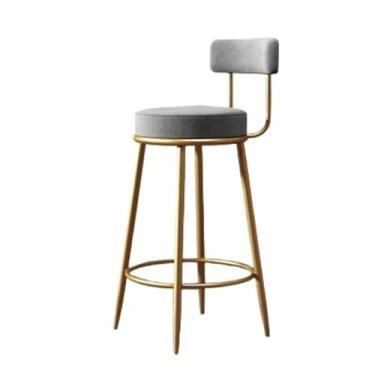 Imagem de Banco de bar de pub Cadeira de balcão bar cinza, ferro forjado, minimalista, para casa, com encosto, cadeira alta(Pequeno)