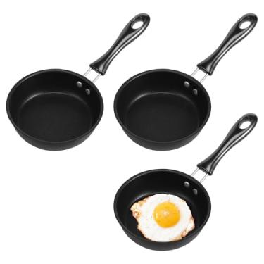 Imagem de Frigideira de 3 peças, frigideira de ovo de ferro fundido de 12 cm com alça, omelete antiaderente, panela plana fácil de usar para panquecas de fogão, crepes, tortilhas. Todos os fogões são