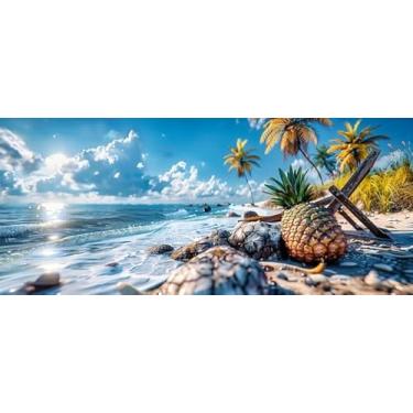 Imagem de Quadro Decorativo com Estampa Exotic Beach Rocky Coastline And Lush 30 x 30 Papel 2 unidades